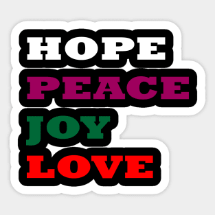 HOPE PEACE JOY LOVE Sticker